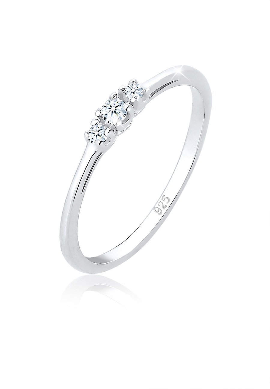 Elli DIAMONDS Damski zaręczynowy z delikatnym diamentem (0.06 ct.) w srebrze 925 Sterling Silver Pierścionki 1 ct