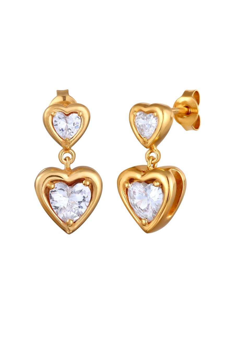 Elli Elli kolczyki stud Kobiety Serce Cyrkonia z sercem Cyrkonia 925 Sterling Silver Ślub Srebrny Kolczyki 1 ct Damski