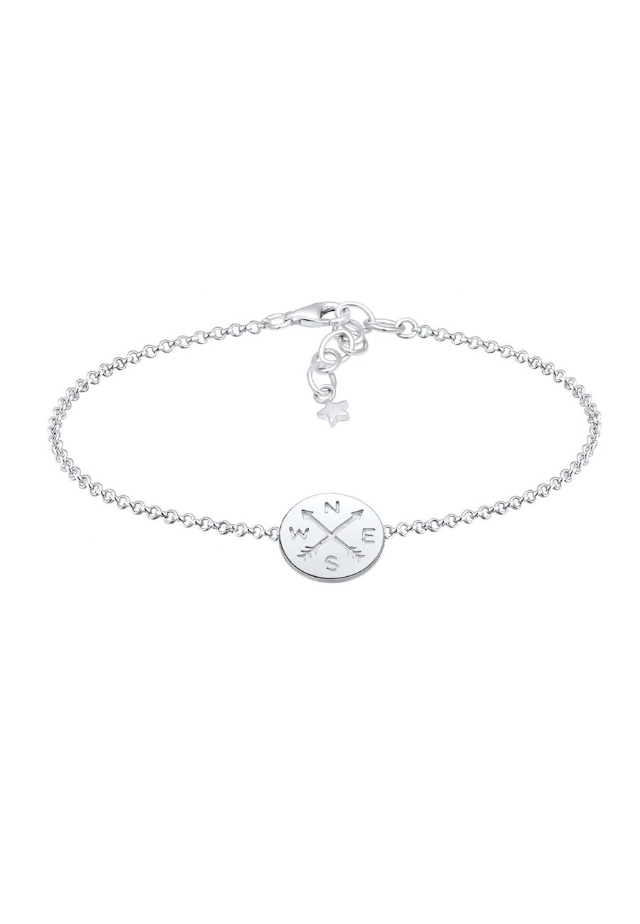 Elli Damski Talizman Kompas Wanderlust ze srebra próby 925 Sterling Silver Bransoletki 1 ct