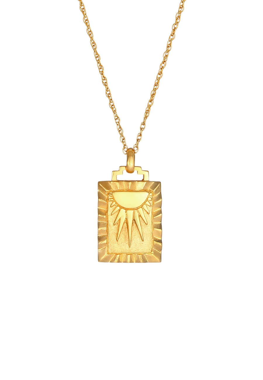 Elli Damska moneta Sunbeams Prostokąt vintage 925 Srebro Szterlingów Pozłacany Naszyjniki 1 ct Damski