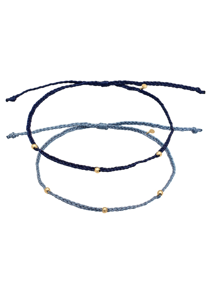 Elli Damska nylonowy zestaw tasiemek z Koralikami regulowane w srebrze 925 Sterling Silver Bransoletki na nogę 1 ct Damski