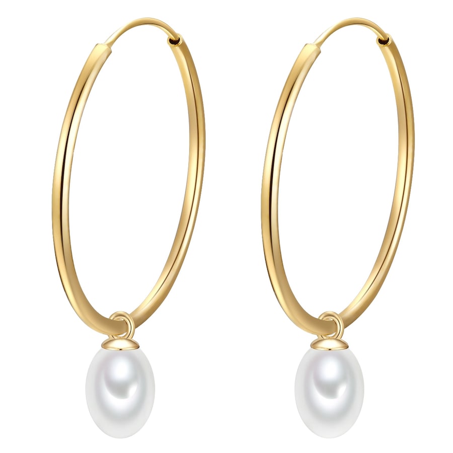 Glanzstücke München Srebrne kolczyki kreole srebro wysokiej próby Perła hodowlana słodkowodna żółte złoto Kolczyki koła 1 ct Damski