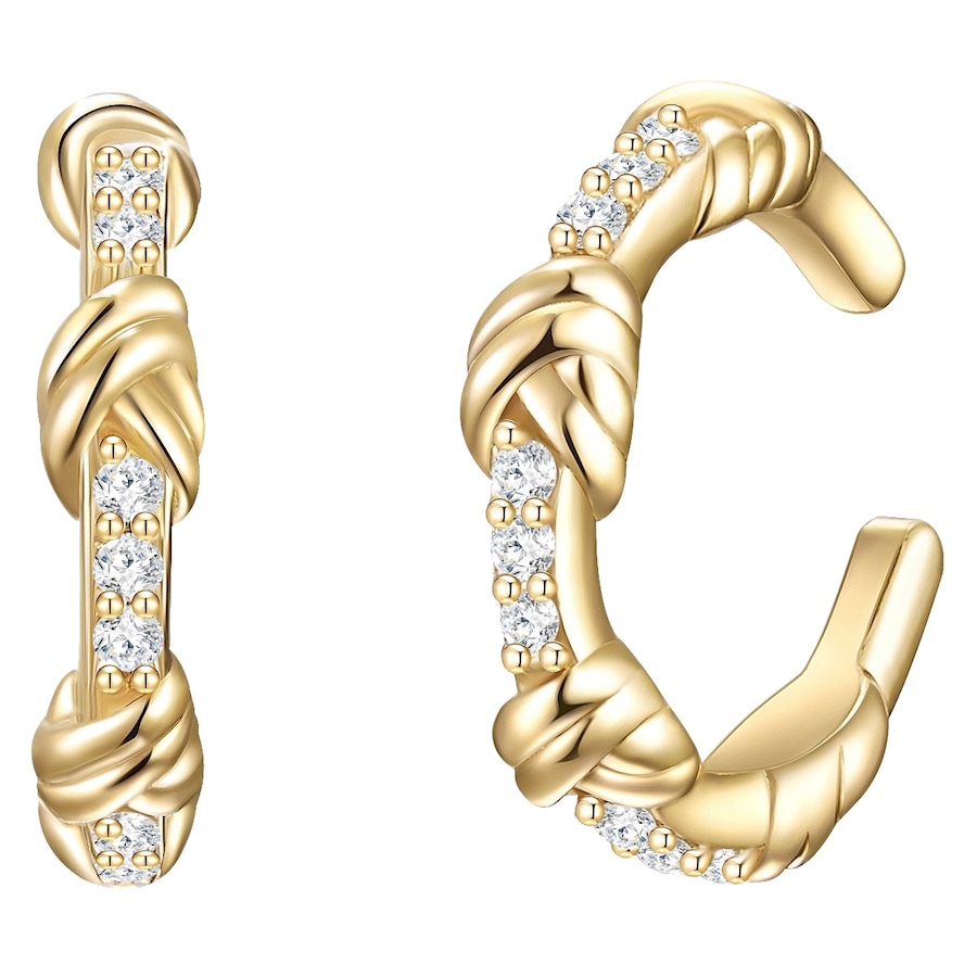 Glanzstücke München Srebrne klamry na ucho srebro wysokiej próby Cyrkonia żółte złoto Kolczyki 1 ct Damski