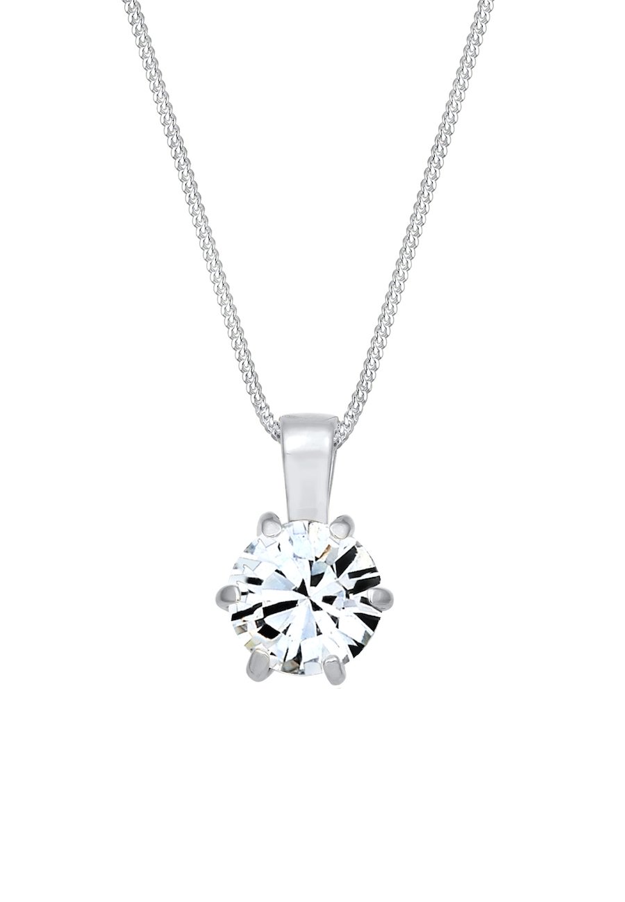 Elli Damski łańcuszek pancerka soliter mieniący się kryształami w srebrze próby 925 Sterling Silver Naszyjniki 1 ct