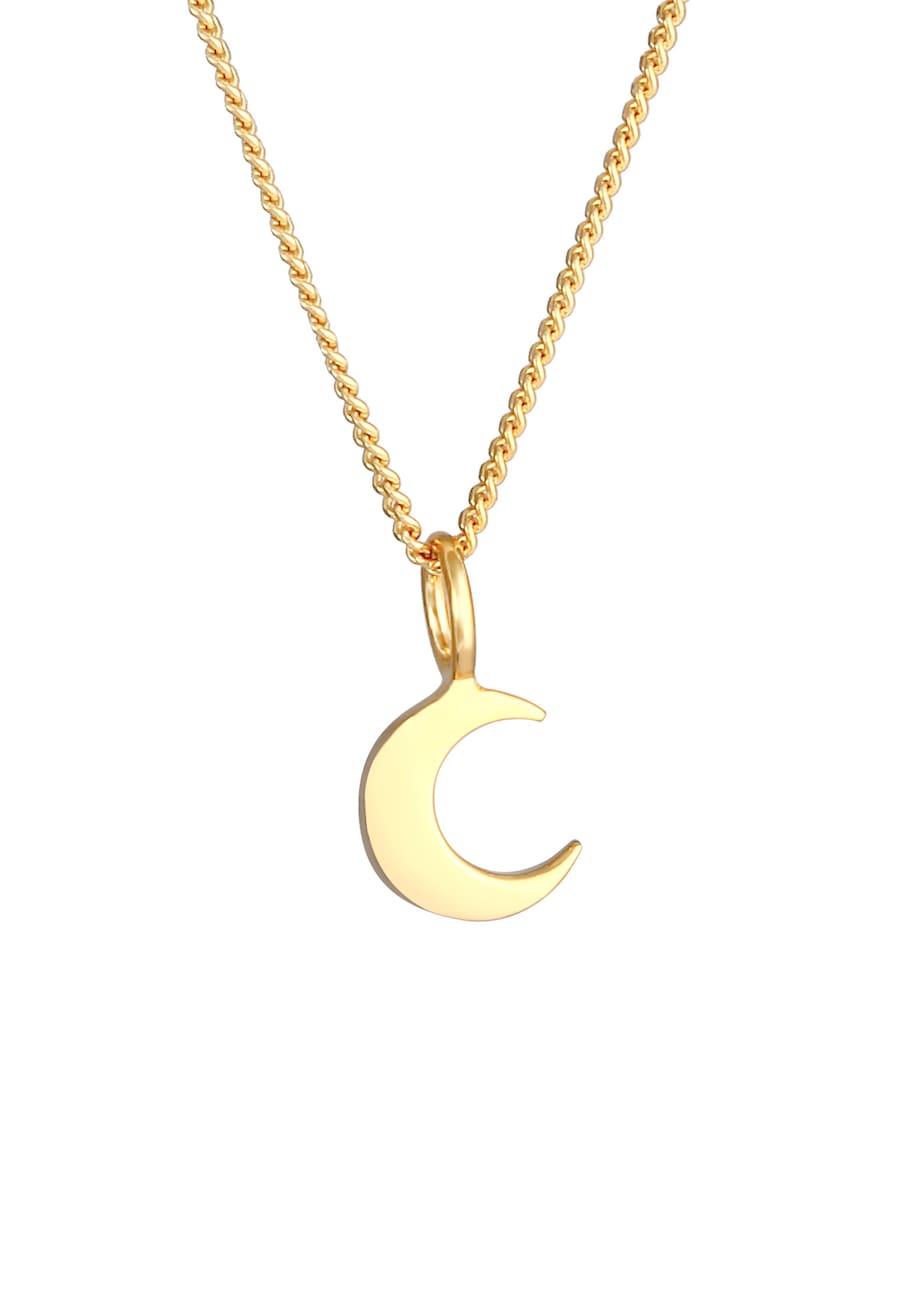 Elli Ladies Moon Half Moon Astro Basic łańcuch krawężnikowy w 925 Sterling Silver Naszyjniki 1 ct Damski