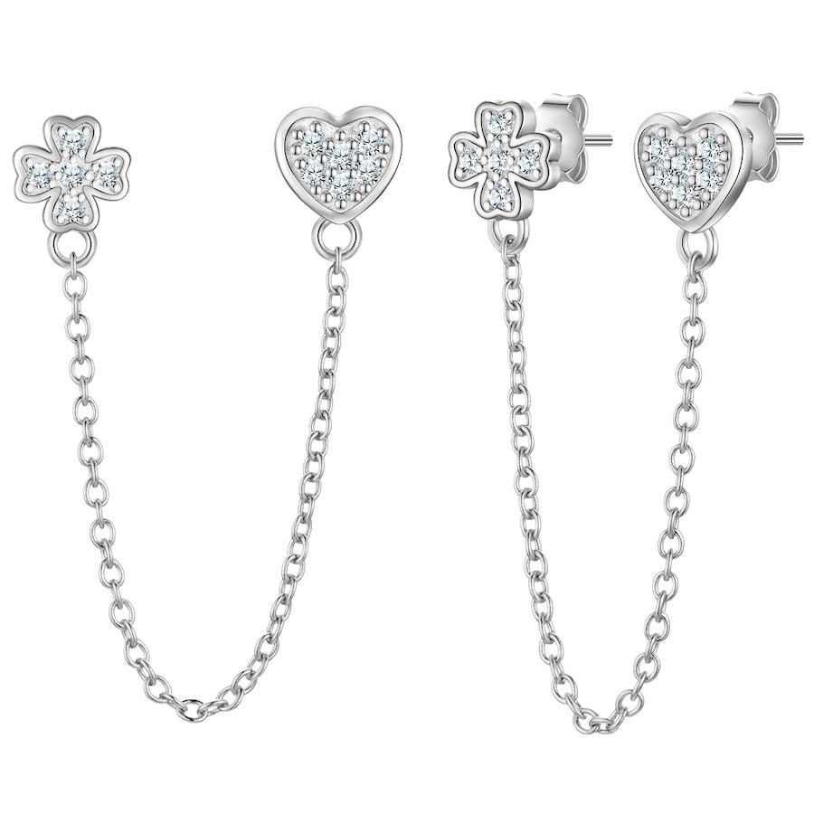 Glanzstücke München Kolczyki serce/koniczyna z Srebro wysokiej próby w Srebrny 1 ct Damski