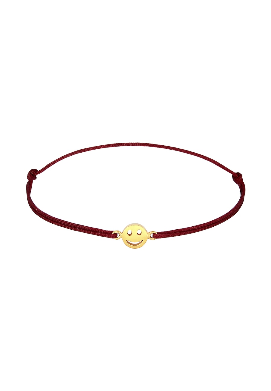 Elli Damski symbol uśmiechniętej twarzy z czerwonym nylonem z pozłacanego srebra próby 925 Sterling Silver Bransoletki 1 ct