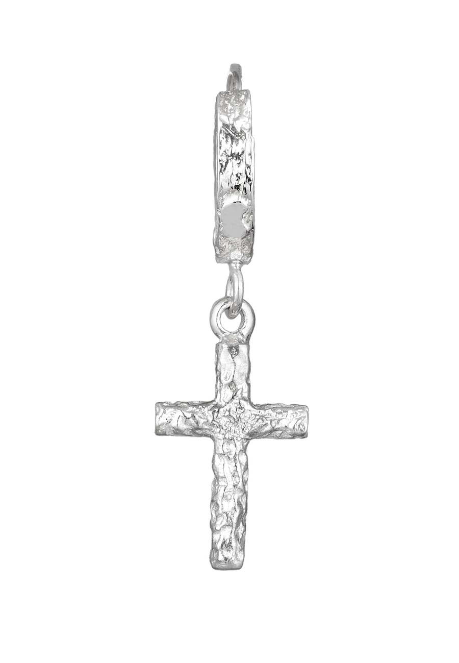 KUZZOI Kolczyki Creole Mężczyźni Krzyż 925 Sterling Silver Organic Kolczyki koła 1 ct Męskie