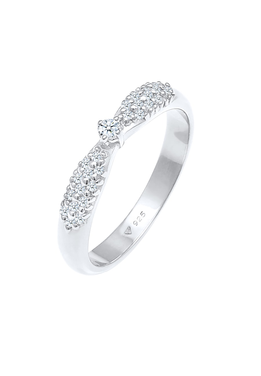 Elli DIAMONDS Damski zaręczynowy glamour z diamentami (0.16 ct) pozłacane srebro 925 Sterling Silver Pierścionki 1 ct