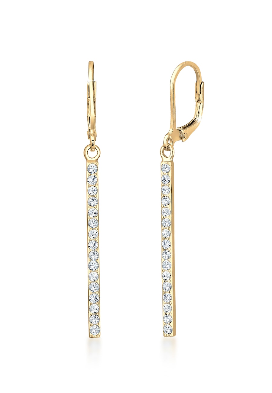 Elli Damskie kolczyki Geo bar z kryształami ze srebra próby 925 Kolczyki 1 ct