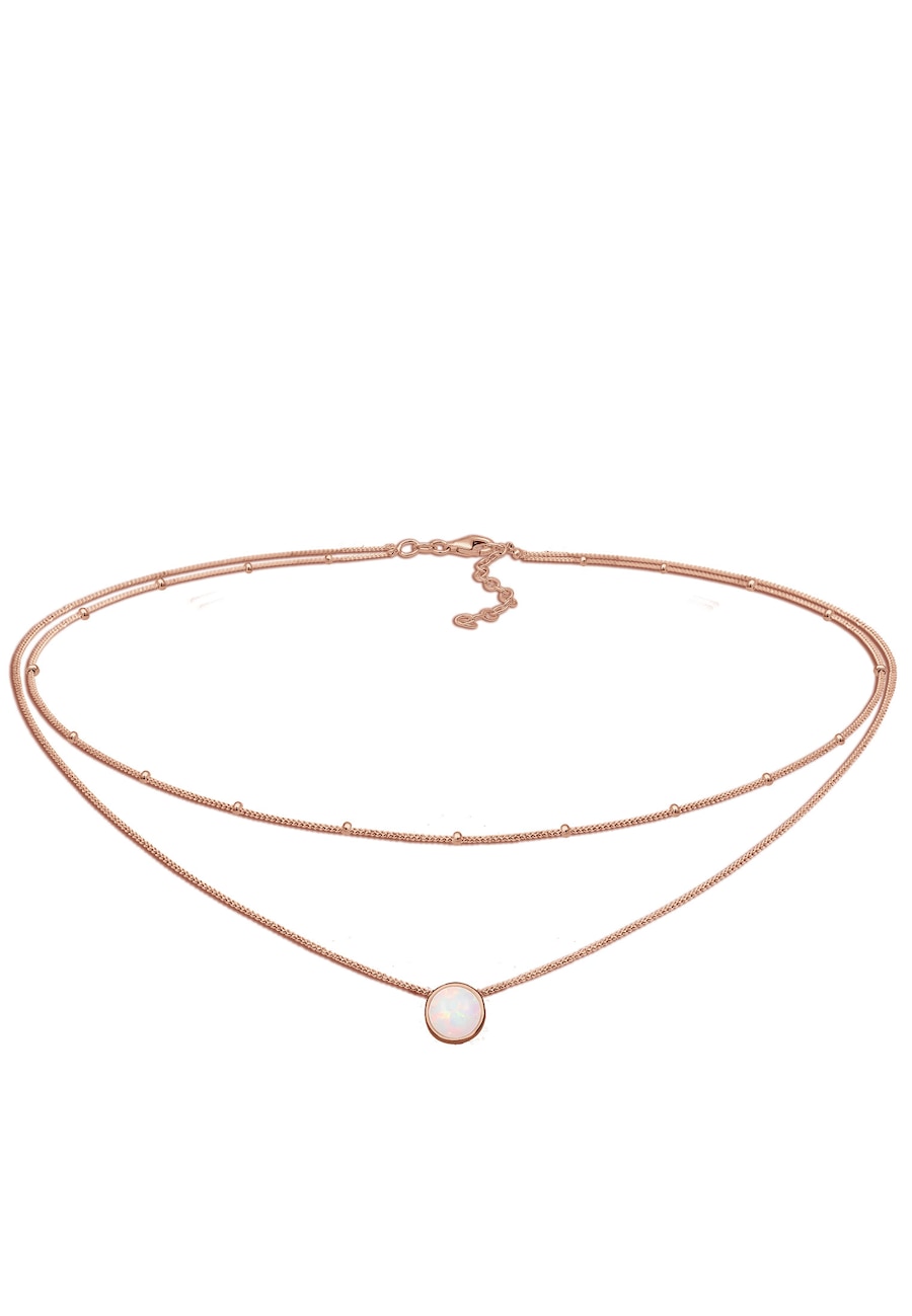 Elli Damski choker kulkowy Trend z syntetycznym opalem wykonany ze srebra próby 925 Sterling Silver Naszyjniki 1 ct