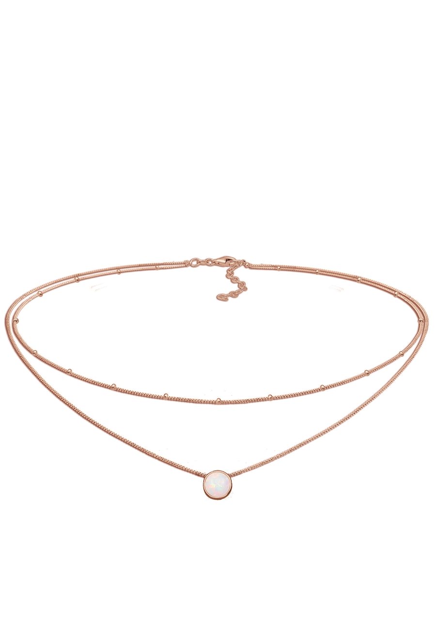 Elli Damski choker kulkowy Trend z syntetycznym opalem wykonany ze srebra próby 925 Sterling Silver Naszyjniki 1 ct