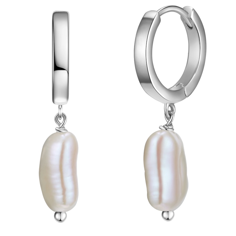 Glanzstücke München Srebrne kolczyki kreole srebro wysokiej próby Perła hodowlana słodkowodna srebrny Kolczyki koła 1 ct Damski