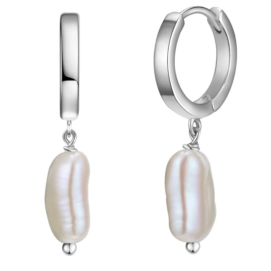 Glanzstücke München Srebrne kolczyki kreole srebro wysokiej próby Perła hodowlana słodkowodna srebrny Kolczyki koła 1 ct Damski