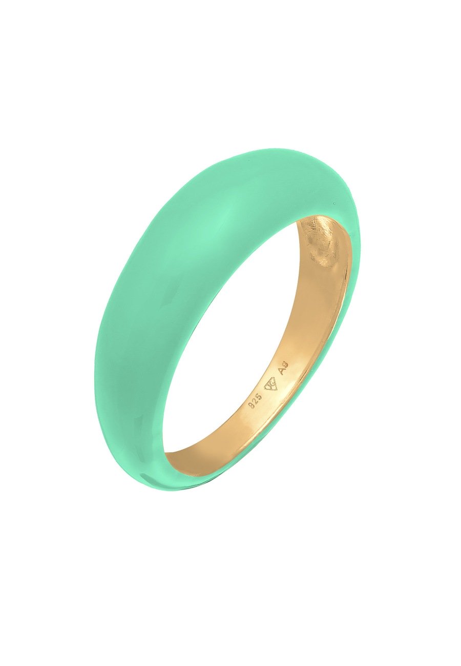 Elli Damska obrączka do łączenia z emalią pomarańczową w pozłacanym srebrze 925 Sterling Silver Pierścionki 1 ct Damski