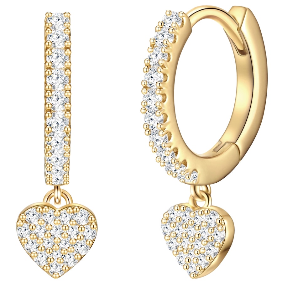 Glanzstücke München Kolczyki Serce z Srebro wysokiej próby w Żółte złoto Kolczyki koła 1 ct Damski