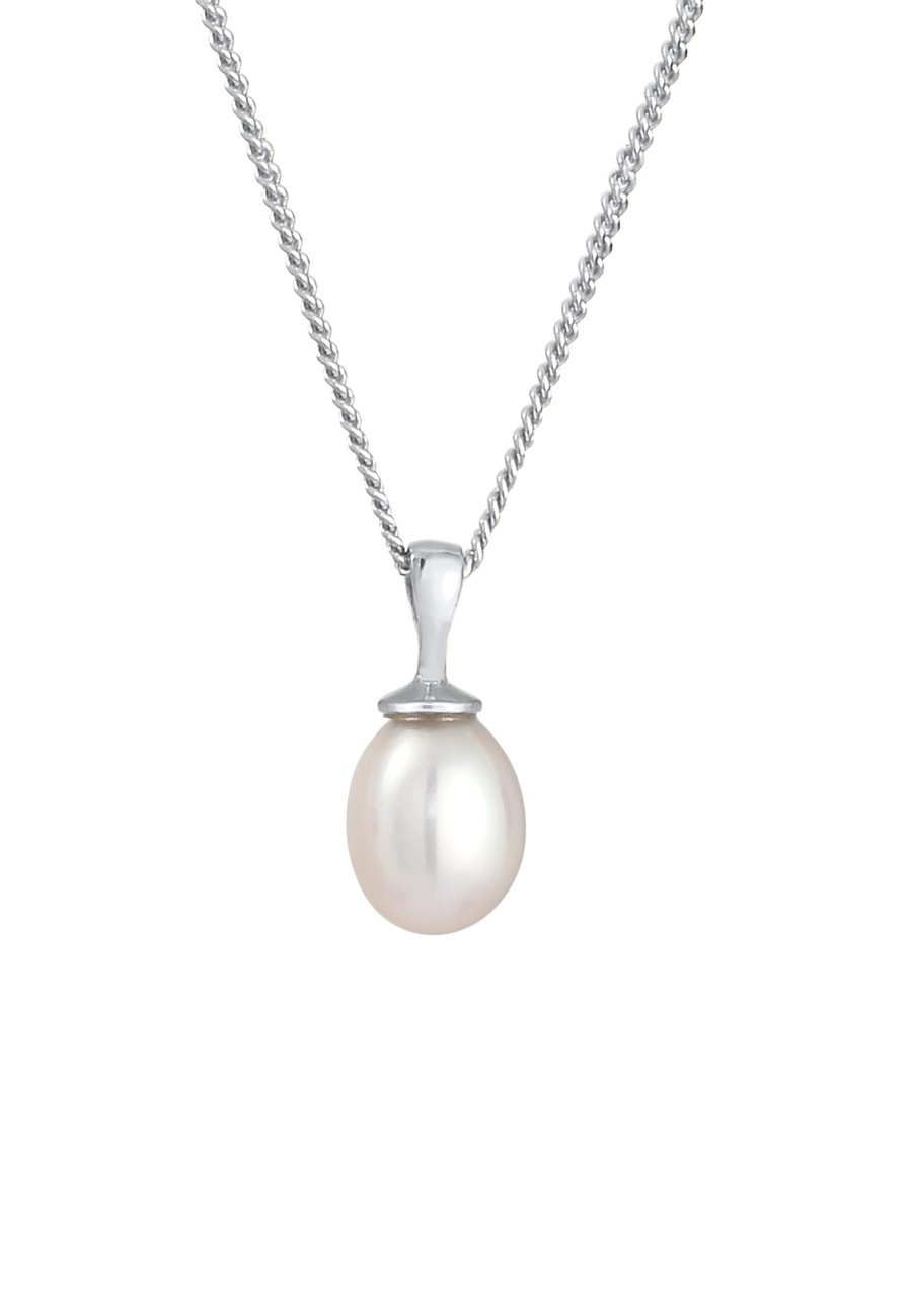 Elli Damski ponadczasowy filigranowy z perłą hodowlana słodkowodną w pozłacanym srebrze próby 925 Sterling Silver Naszyjniki 1 ct