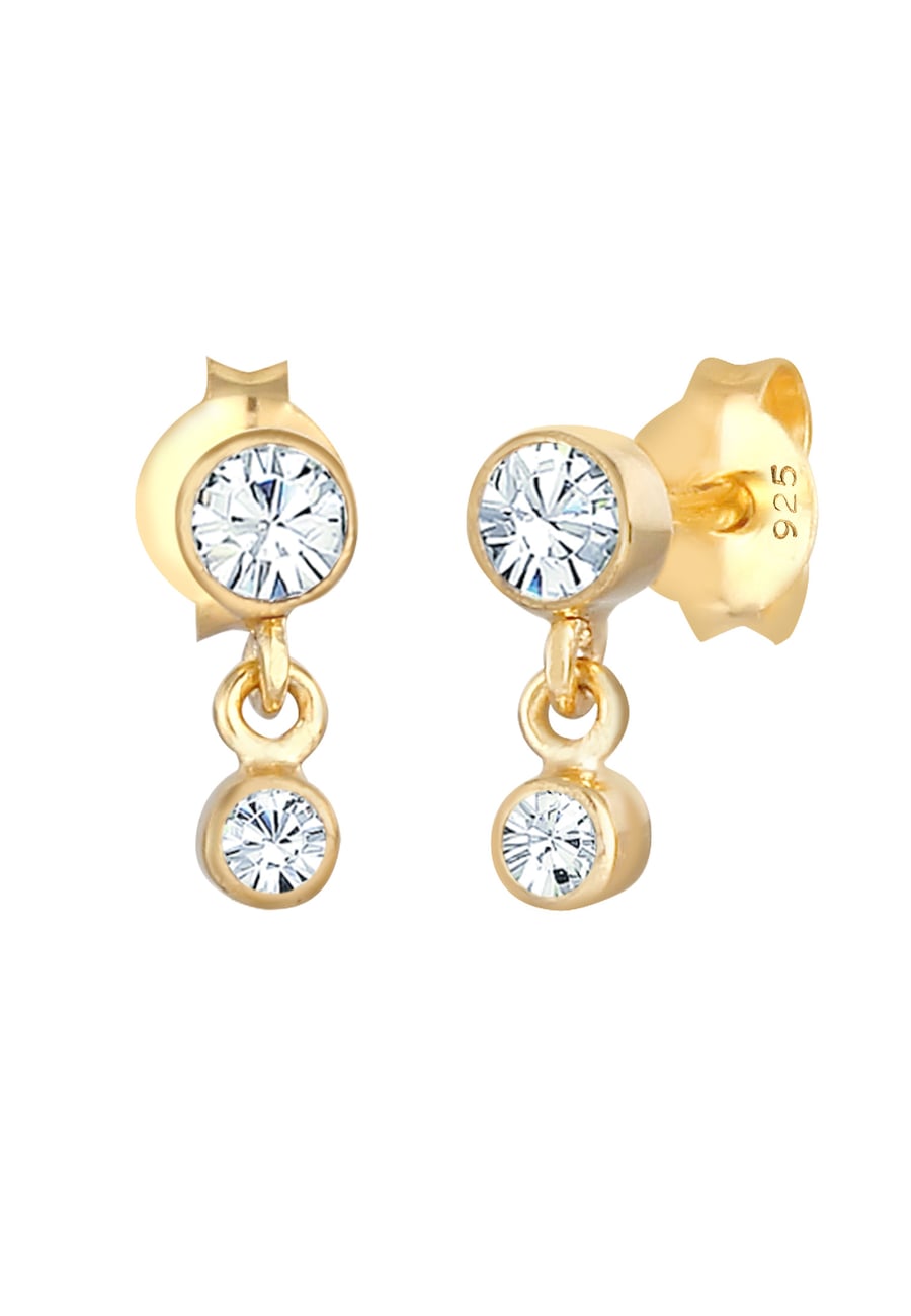 Elli Kolczyki damskie mieniące się kryształami, wykonane z srebra próby 925 1 ct Damski