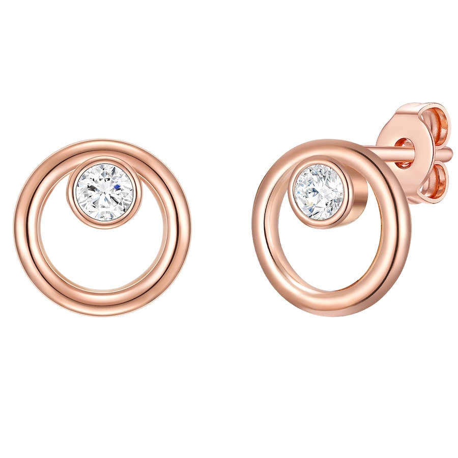 Rafaela Donata Srebrne kolczyki sztyfty srebro wysokiej próby Cyrkonia różowe złoto Kolczyki 1 ct Damski