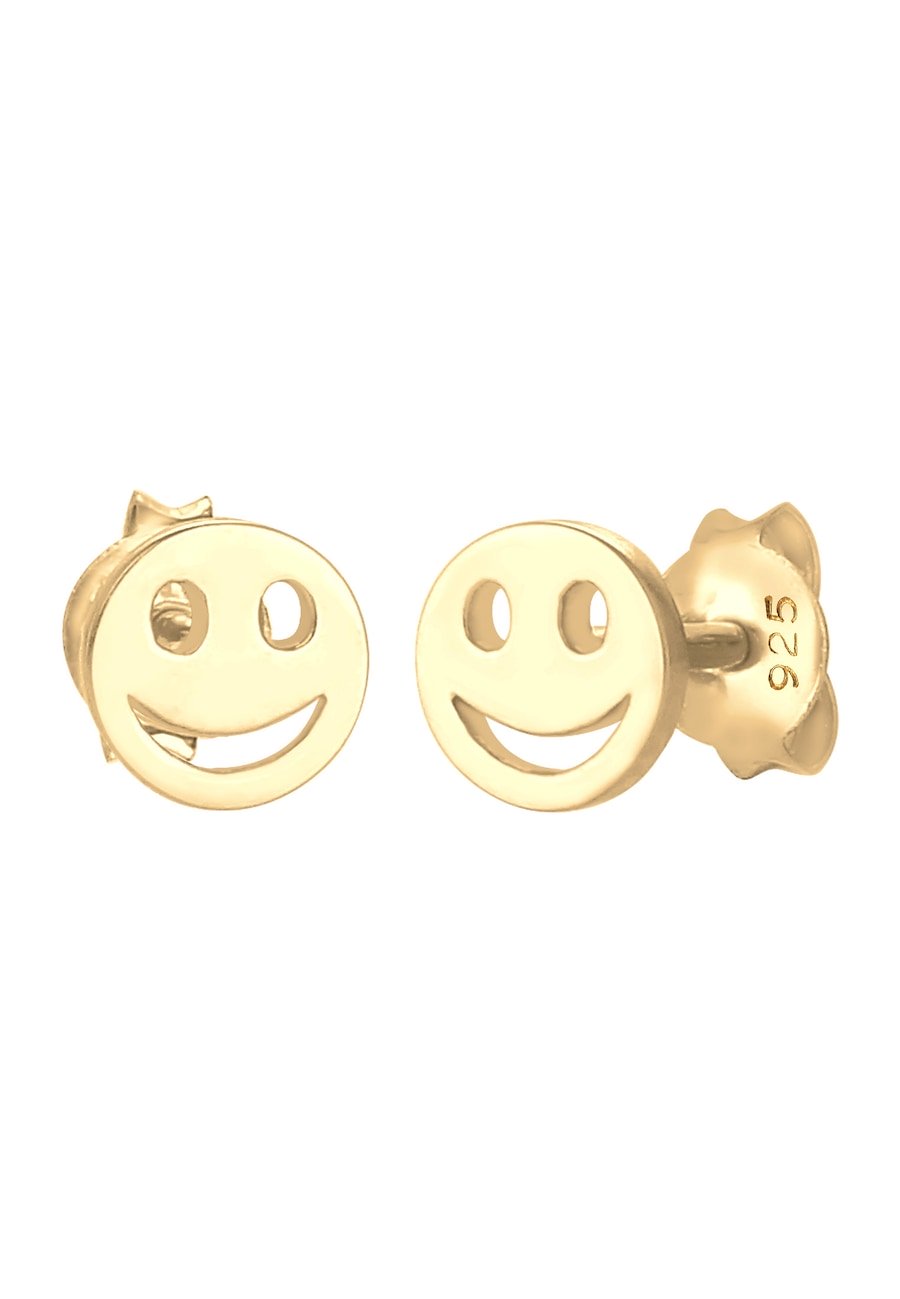 Elli Kids z smiling face Plate Basic Trend w 925 Sterling Silver Kolczyki 1 ct Damski