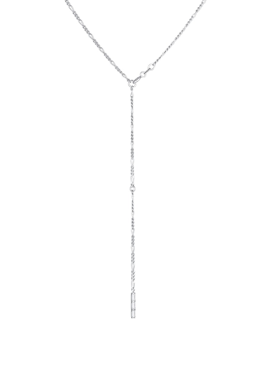 Elli PREMIUM Damy Y Łańcuch Figaro Topaz Geo Regulowany w 925 Sterling Silver Pozłacany Naszyjniki 1 ct Damski