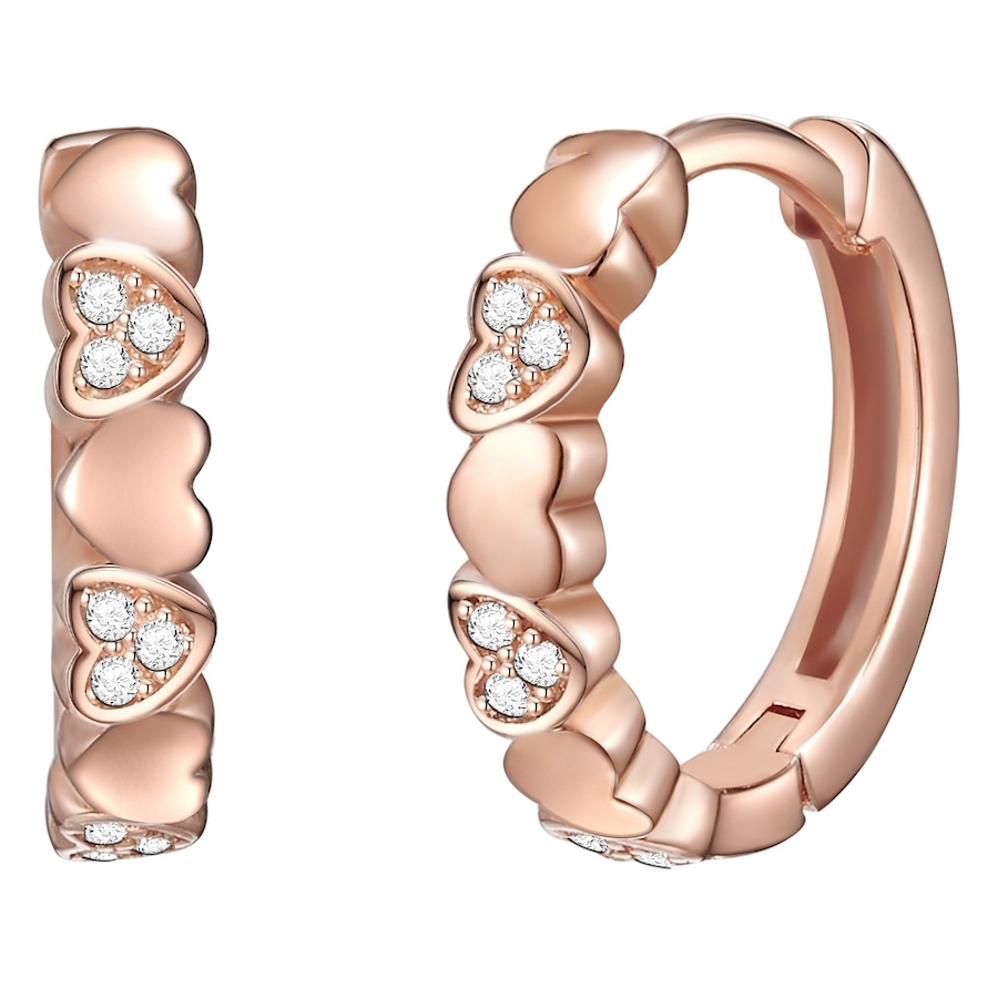 Rafaela Donata Srebrne kolczyki kreole Serce srebro wysokiej próby Cyrkonia różowe złoto Kolczyki koła 1 ct Damski