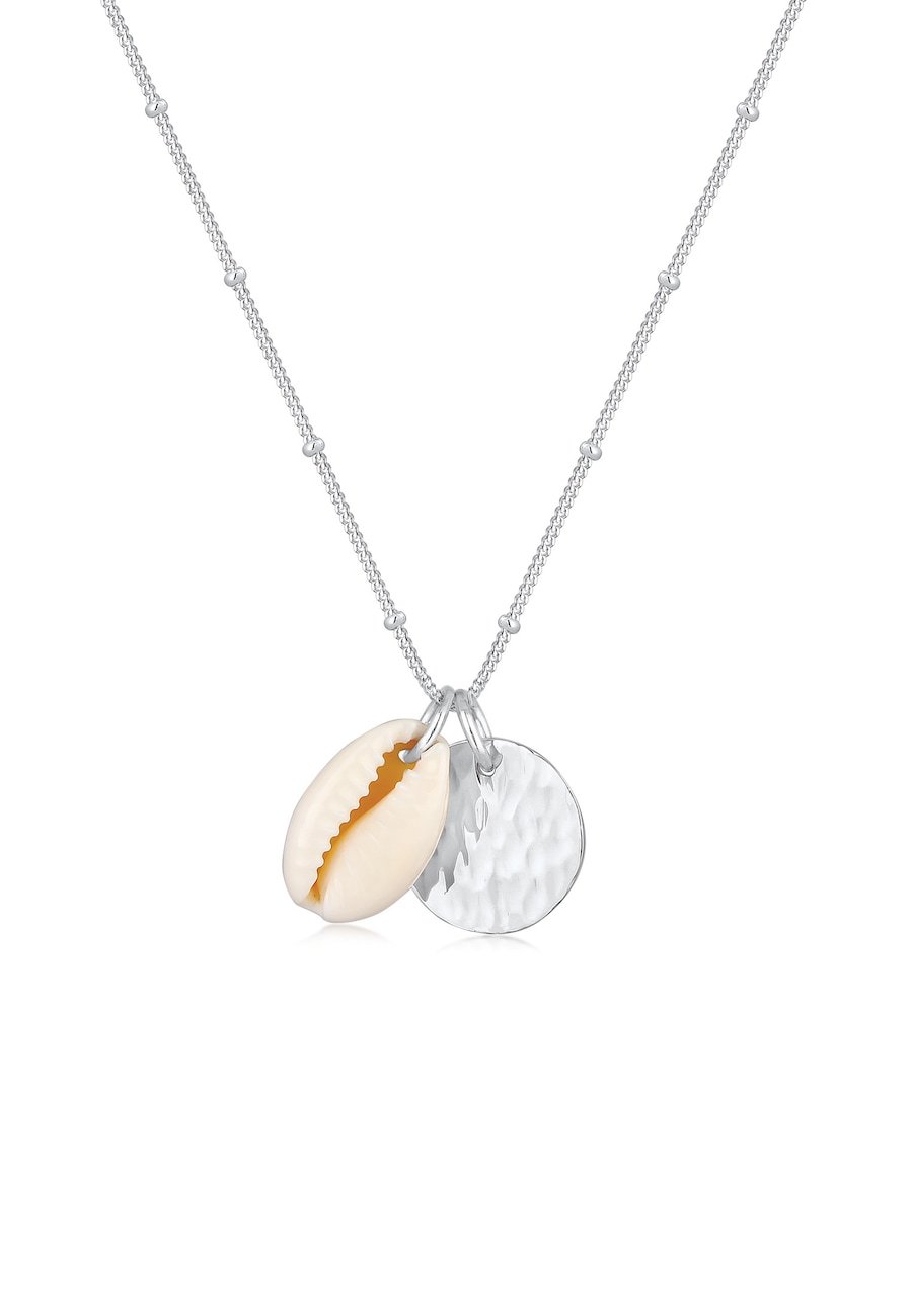 Elli Damski łańcuszek z zawieszką kulka płytka muszla kauri w srebrze 925 Sterling Silver Naszyjniki 1 ct