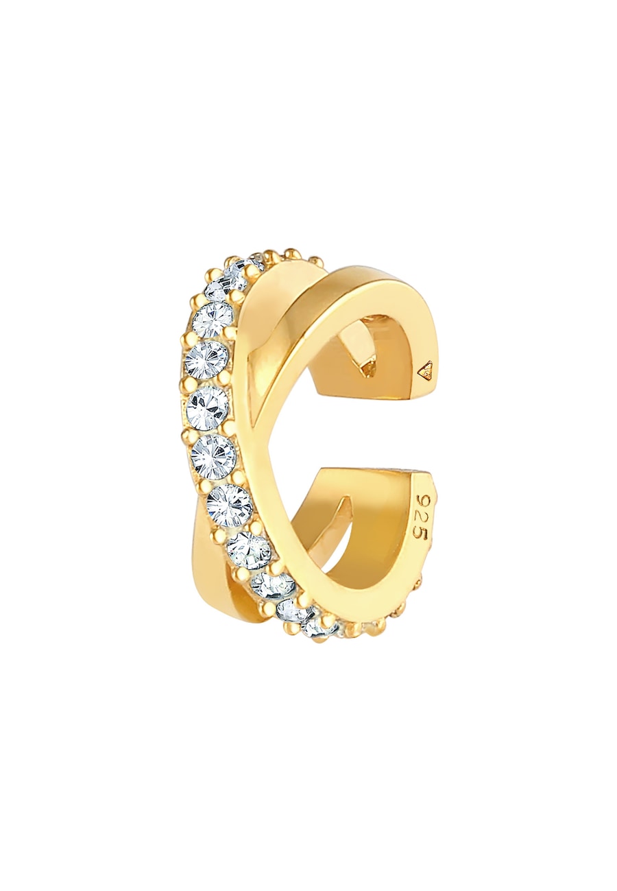 Elli Damskia nausznica krzyżowa elegancka z kryształami srebro 925 Sterling Silver Nausznice 1 ct