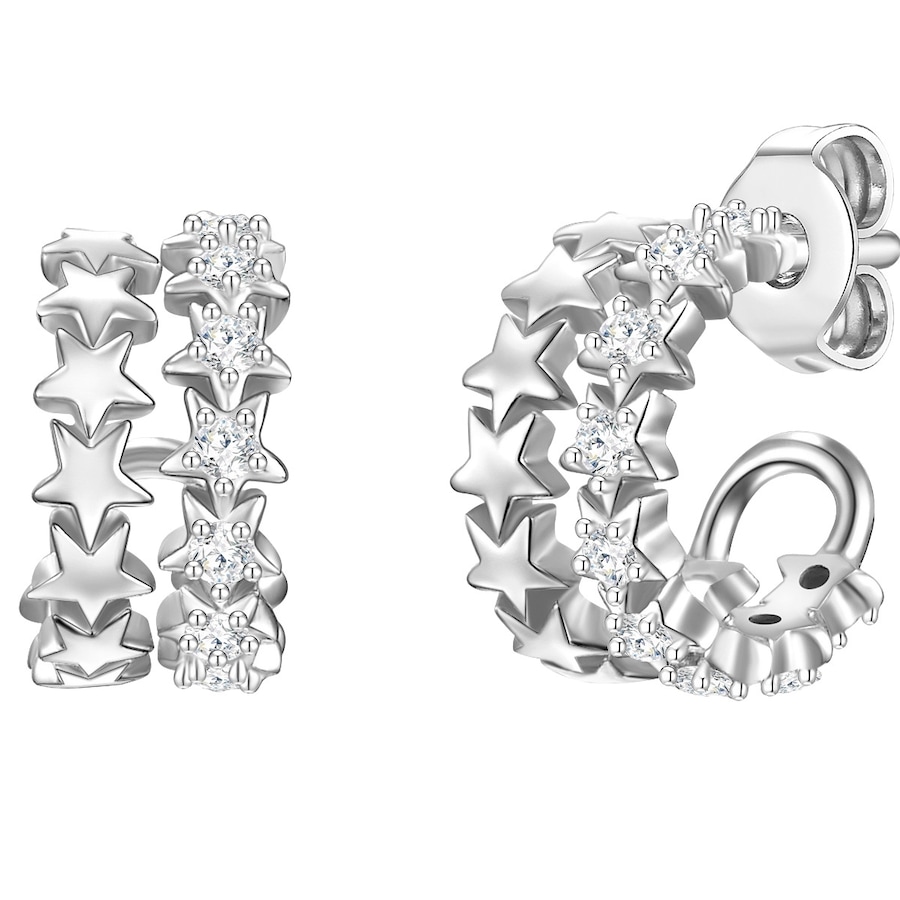 Glanzstücke München Srebrne kolczyki kreole Gwiazdy srebro wysokiej próby Cyrkonia srebrny Kolczyki koła 1 ct Damski