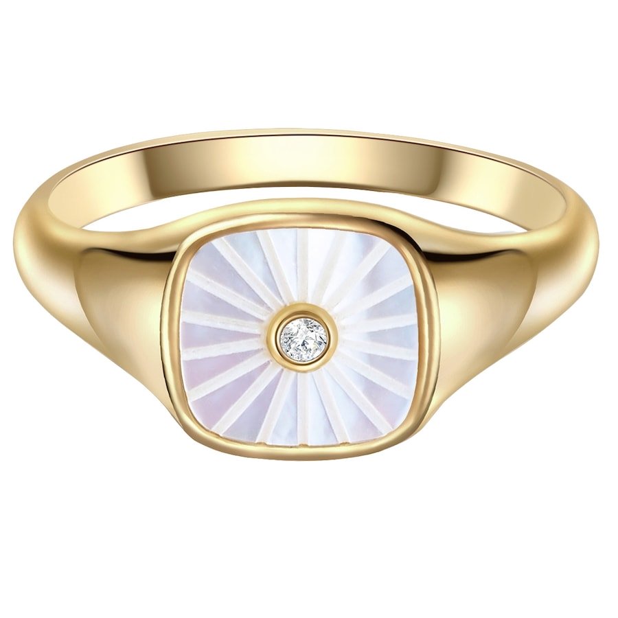 Glanzstücke München Srebrny pierścionek srebro wysokiej próby Cyrkonia Masa perłowa żółte złoto Pierścionki 1 ct Damski