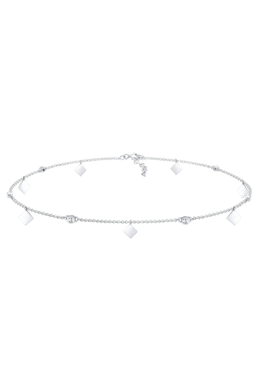 Elli Damski Choker soliter błyszczący Geo z kryształami w srebrze 925 sterling silver Naszyjniki 1 ct