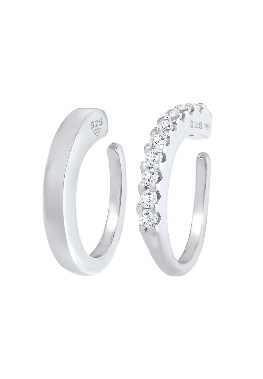 Elli Damska nausznica Duo Trend Blogger z kryształami cyrkonii w pozłacanym srebrze 925 Sterling Silver Nausznice 1 ct Damski