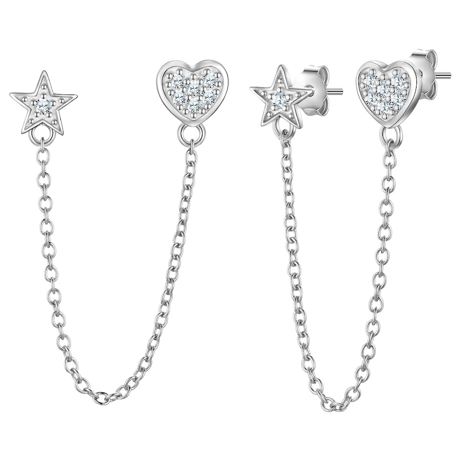 Glanzstücke München Kolczyki Serce/gwiazda z Srebro wysokiej próby w Srebrny 1 ct Damski