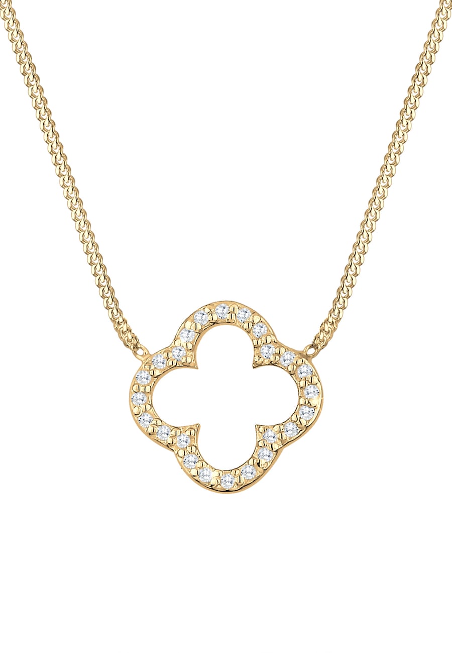 Elli Damski wisior koniczynka elegancki na szczęście z kryształami cyrkonii w srebrze próby 925 Sterling Silver Naszyjniki 1 ct