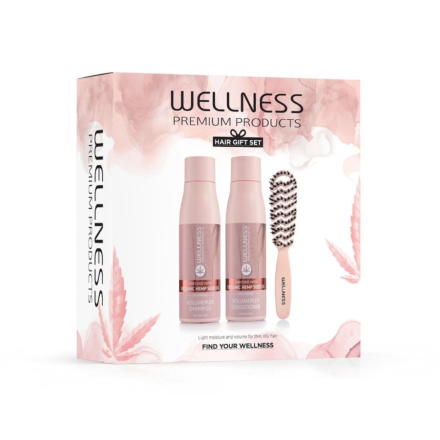 Wellness WELLNESS PREMIUM PRODUCTS zestaw VolumePLEX (szampon 500ml, odżywka 500ml, szczotka różowa mała) Zestawy do pielęgnacji włosów 1 ct
