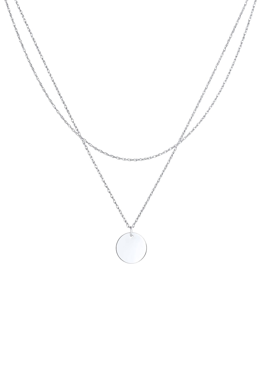 Elli Damski zestaw warstwowy płytka koło Basic Minimal w pozłacanym srebrze 925 Sterling Silver Naszyjniki 1 ct