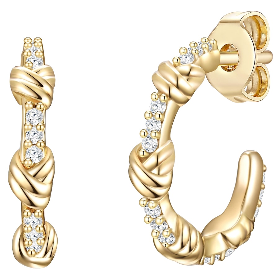 Glanzstücke München Srebrne kolczyki kreole srebro wysokiej próby Cyrkonia żółte złoto Kolczyki koła 1 ct Damski