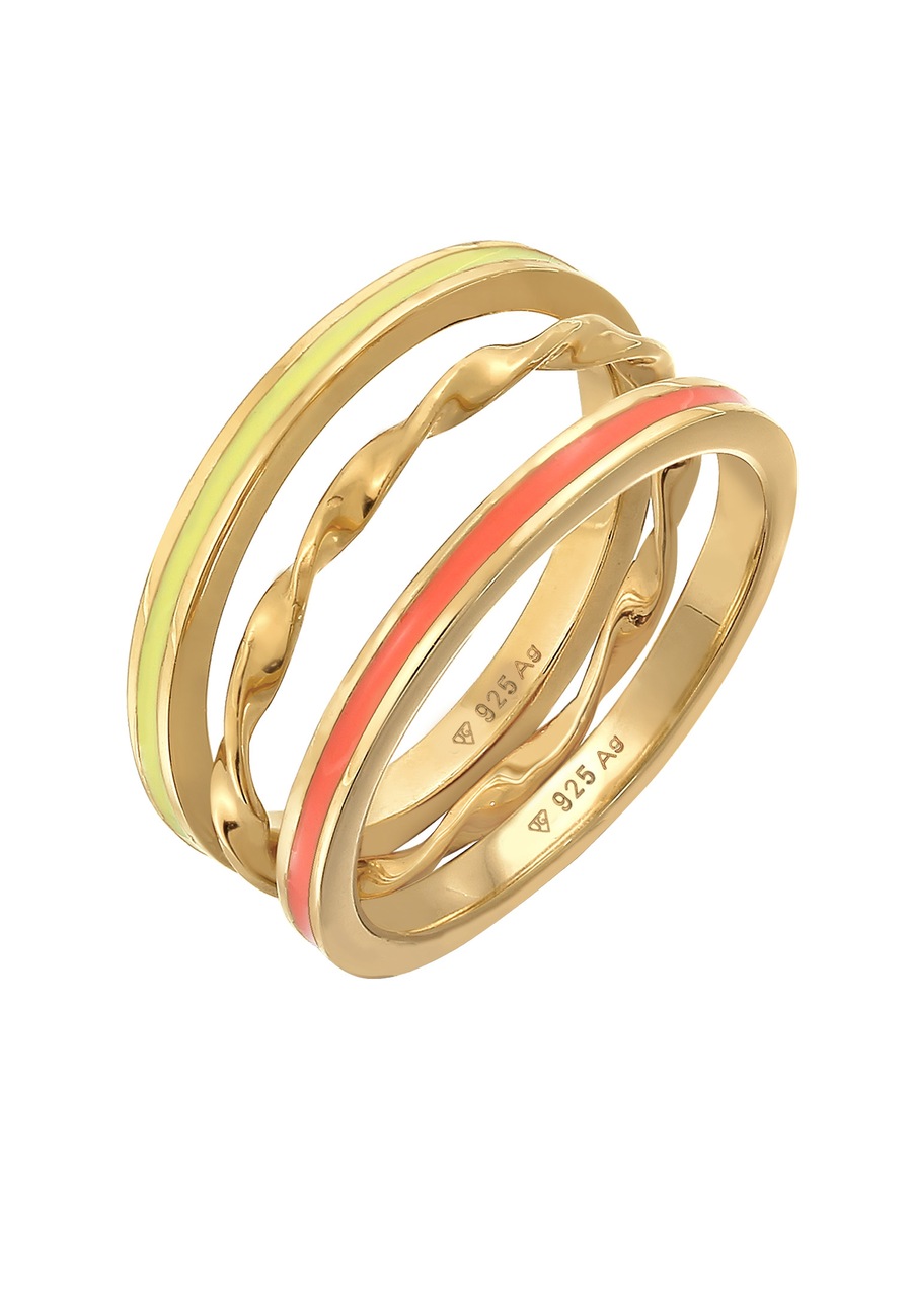 Elli Damski zestaw 3 częściowy: Basic Trio Skręcony w srebrze 925 Sterling Silver Pierścionki 1 ct