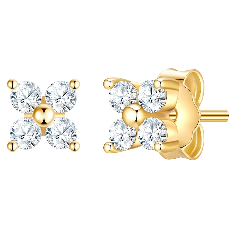 Glanzstücke München Kolczyki Kwiat z Srebro wysokiej próby w Żółte złoto 1 ct Damski