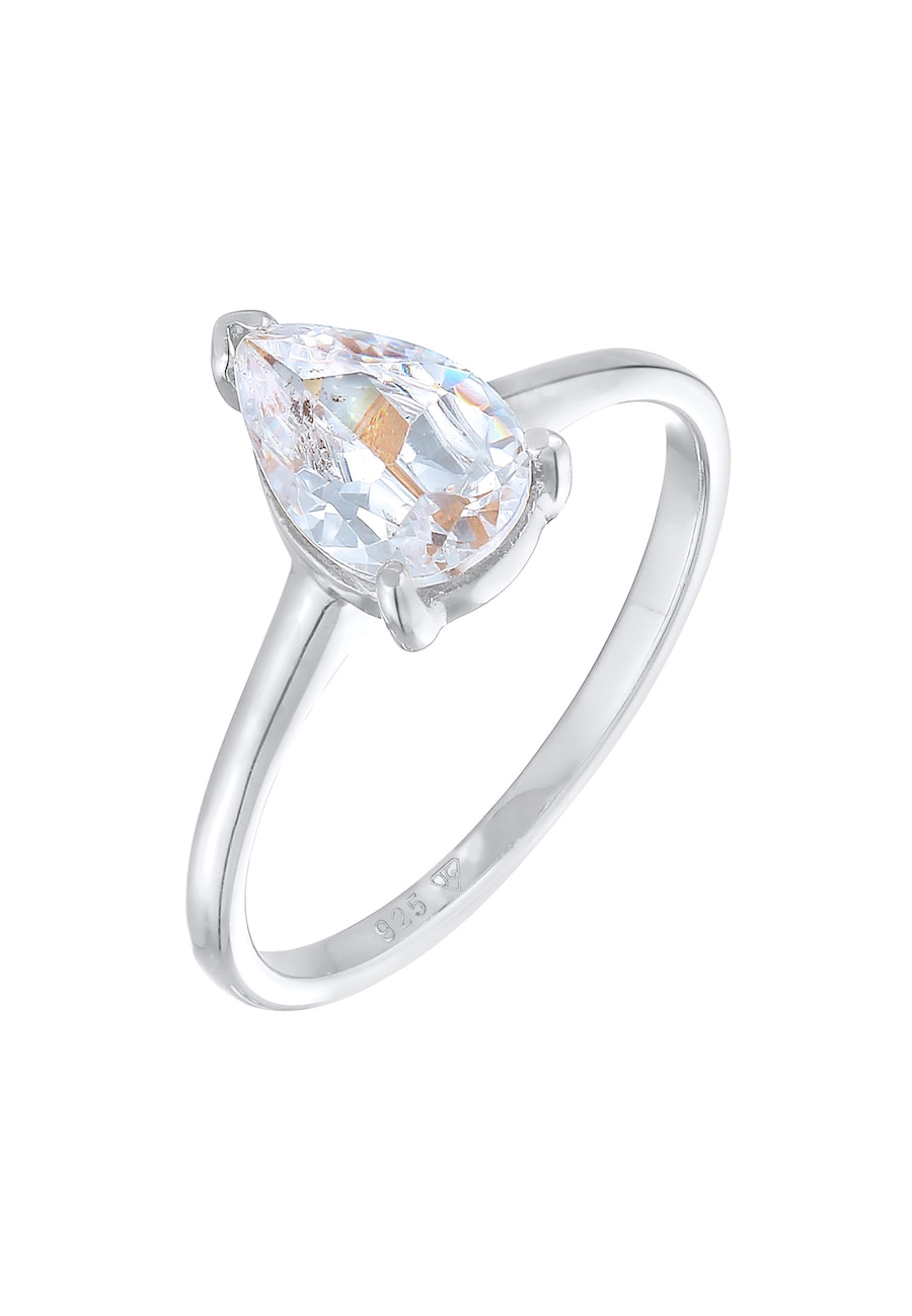 Elli Damski pierścionek zaręczynowy solitaire drop z cyrkoniami w srebrze próby 925 Sterling Silver Pierścionki 1 ct