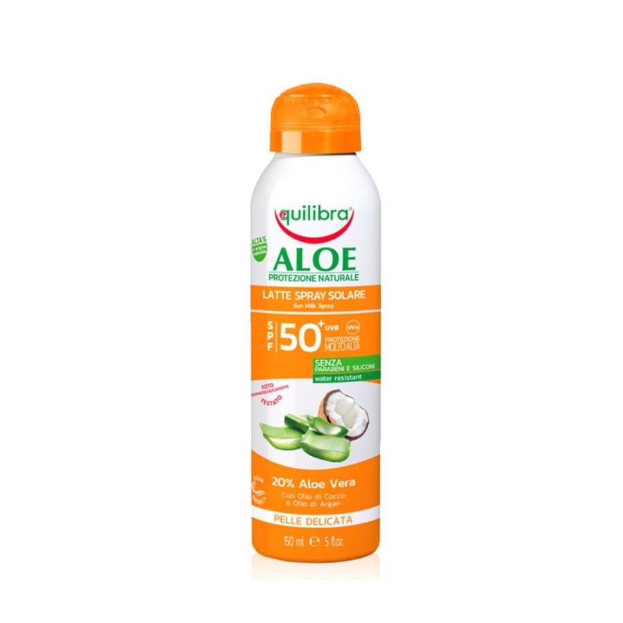 Equilibra Aloesowy krem przeciwsłoneczny SPF 50+ spray Ochrona przeciwsłoneczna 150 ml