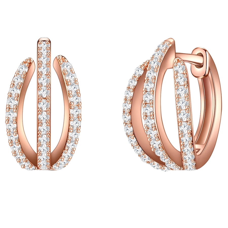 Trilani Srebrne kolczyki kreole srebro wysokiej próby Cyrkonia różowe złoto Kolczyki koła 1 ct Damski