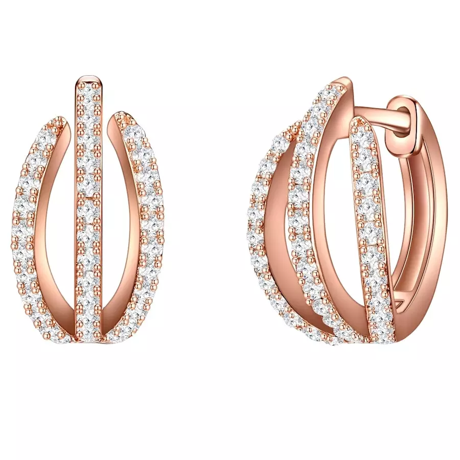 Trilani Srebrne kolczyki kreole srebro wysokiej próby Cyrkonia różowe złoto Kolczyki koła 1 ct Damski