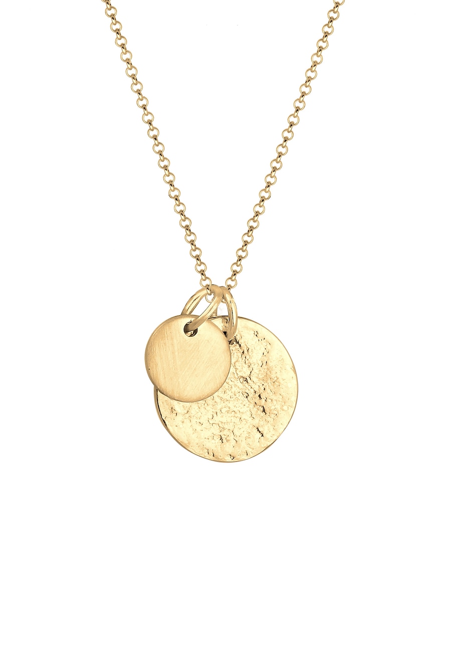 Elli Damski wisiorek płaski monet Geo Organic Look w srebrze próby 925 Sterling Silver Naszyjniki 1 ct