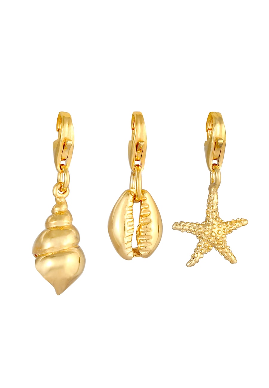 Nenalina Ladies Set Charms Rozgwiazda morza muszla plażowa w 925 Sterling Silver Wisiorki 1 ct Damski