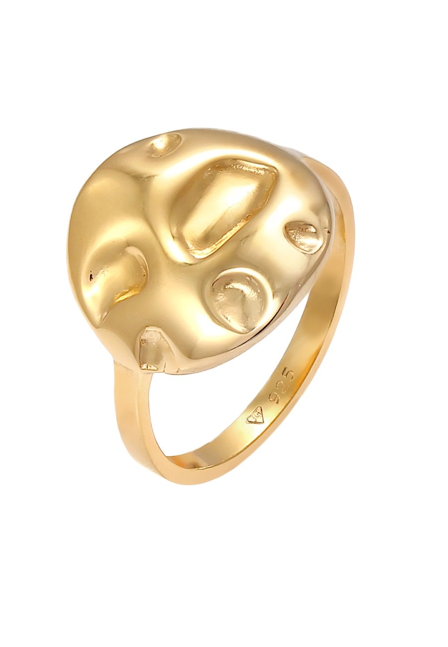 Elli Damski pierścionek okrągły Coin Geo Look, srebro: 925 Sterling Silver Pierścionki 1 ct