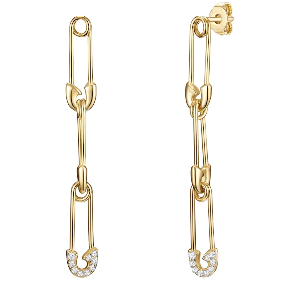 Glanzstücke München Kolczyki wiszące srebrne Agrafka srebro wysokiej próby Cyrkonia żółte złoto 1 ct Damski