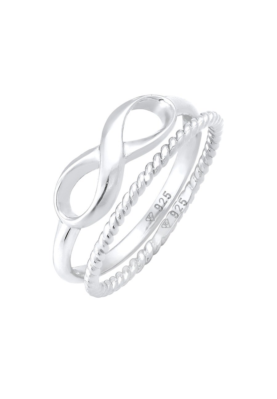 Elli Infinity Stapelring Twisted 2er Set 925 Silber Pierścionki 1 ct Damski