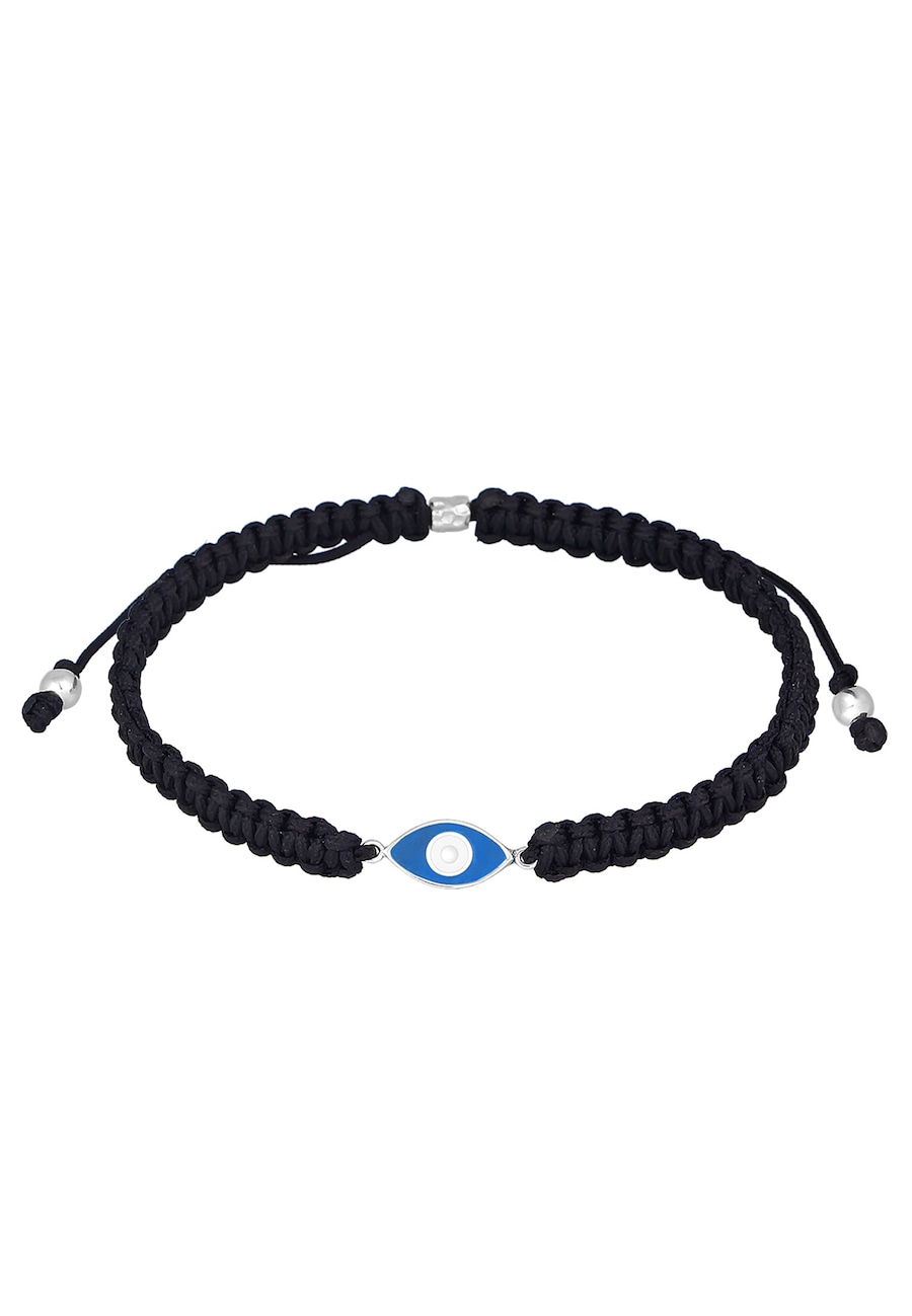 KUZZOI Męski symbol złego oka z czarnym nylonem w srebrze próby 925 Sterling Silver Bransoletki 1 ct Męskie