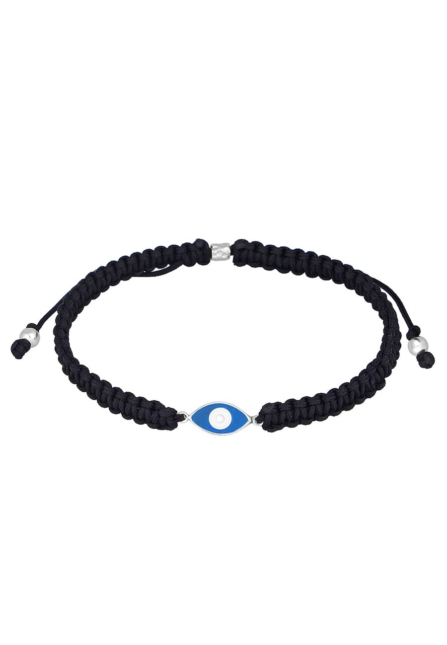 KUZZOI Męski symbol złego oka z czarnym nylonem w srebrze próby 925 Sterling Silver Bransoletki 1 ct Męskie